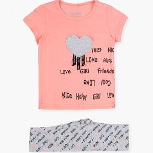 NWT Losan coral t-shirt and capri legging with lateral band kit